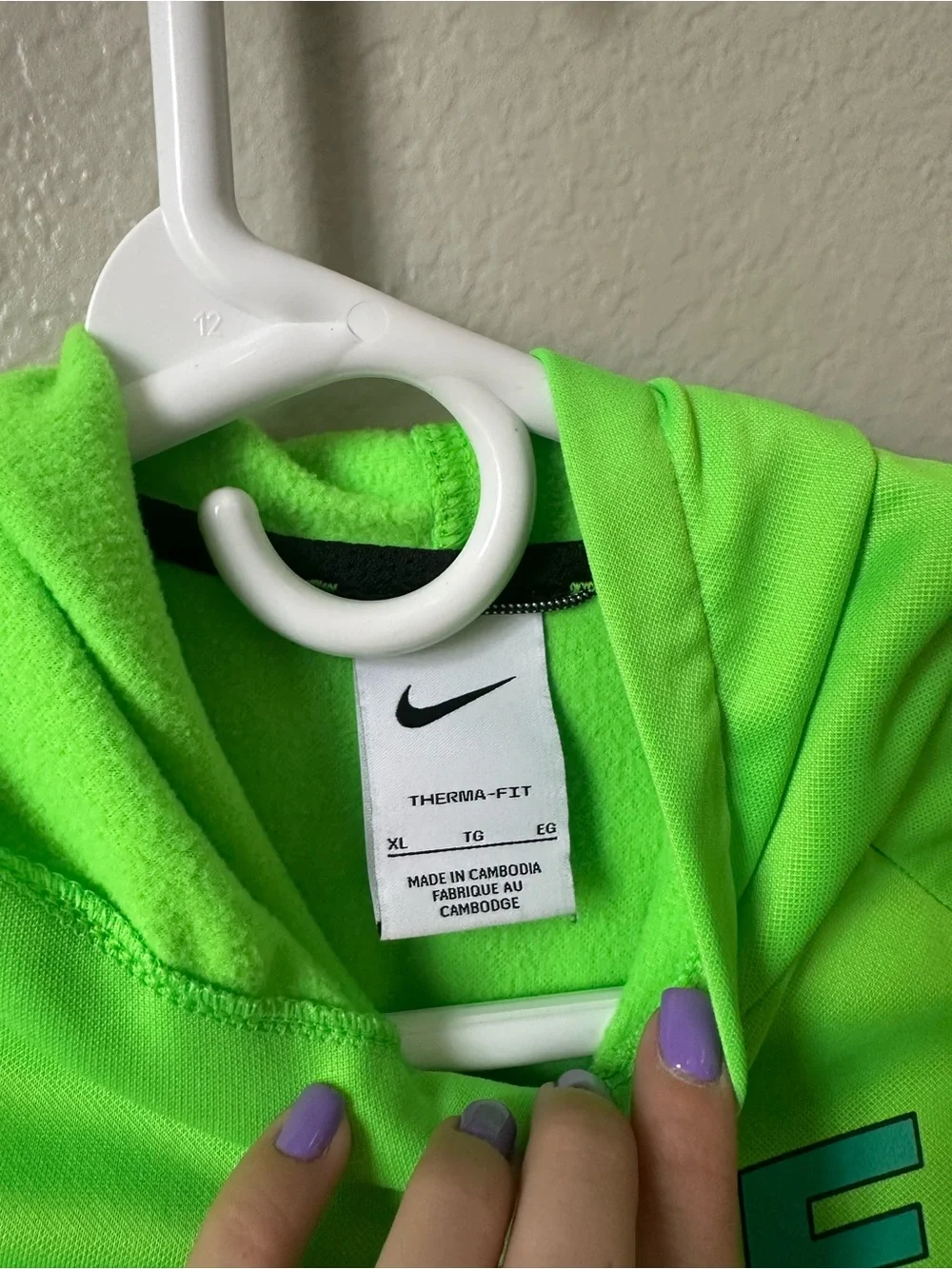 Nike Kids Neon Green Hoodie with Blue Logo